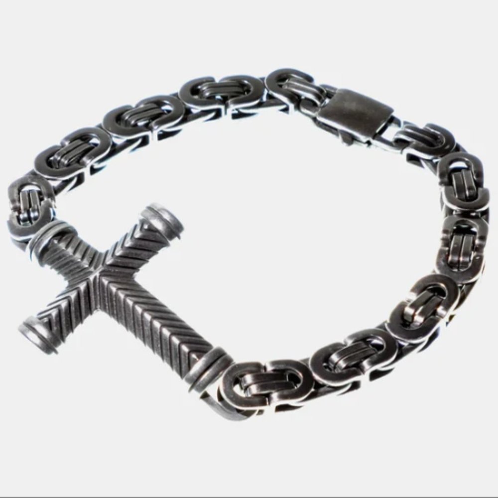 DELL ARTE BY JEAN CLAUDE Stainless Steel Cross Bracelet